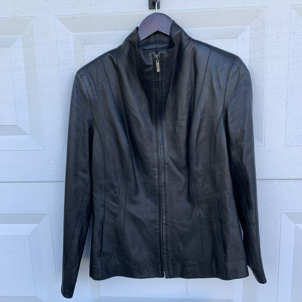 Cole HAAN Genuine Leather Jacket Sz 6 Or S Womens
